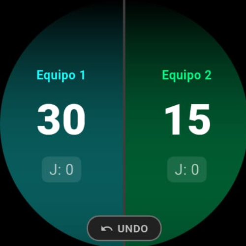 Interfaz de Scorey en Smartwatch